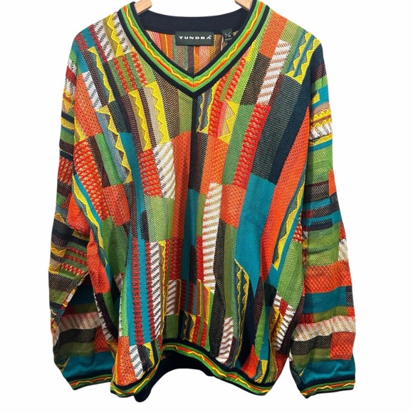 Tundra Other - Tundra Canada Multicolor 3-D Knit V-Neck Pullover Sweater Size Large